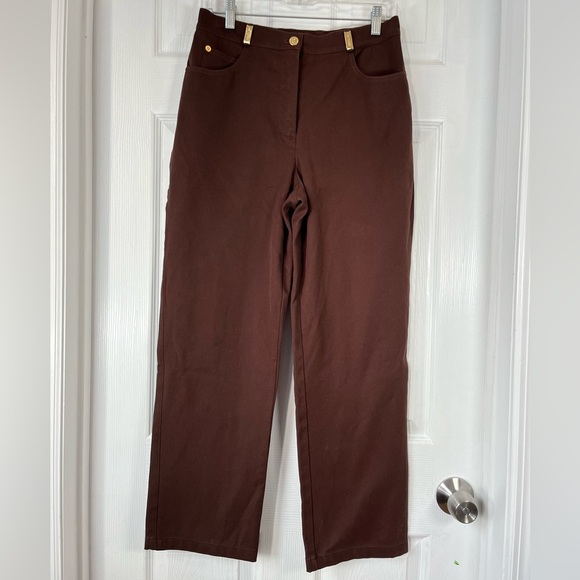 NWOT St. John Sport by Marie Gray brown high waist straight leg pant Trousers 6 - Picture 1 of 6